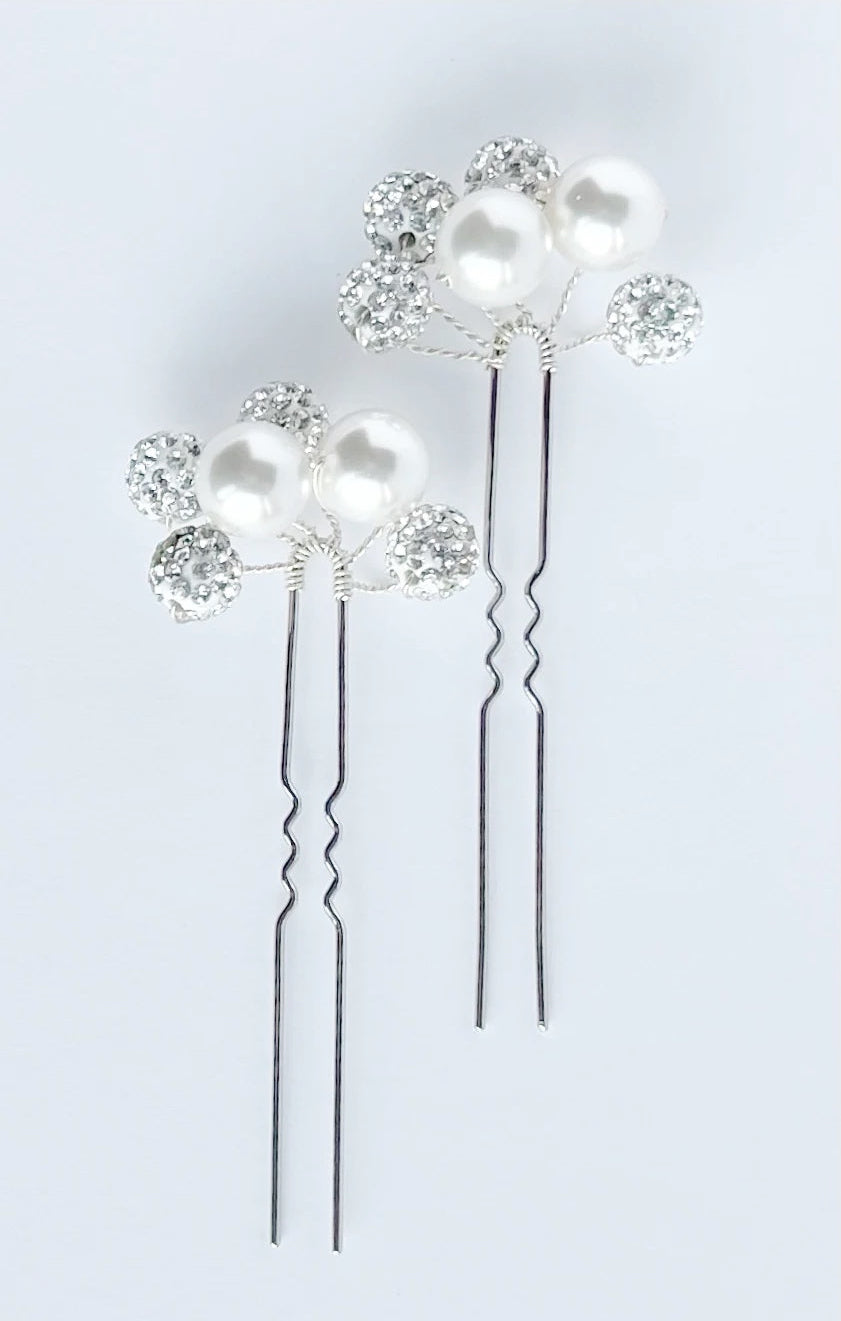 Lola Crystal  Pearl Hair Pins