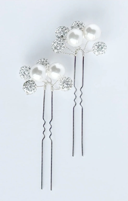 Lola Crystal  Pearl Hair Pins