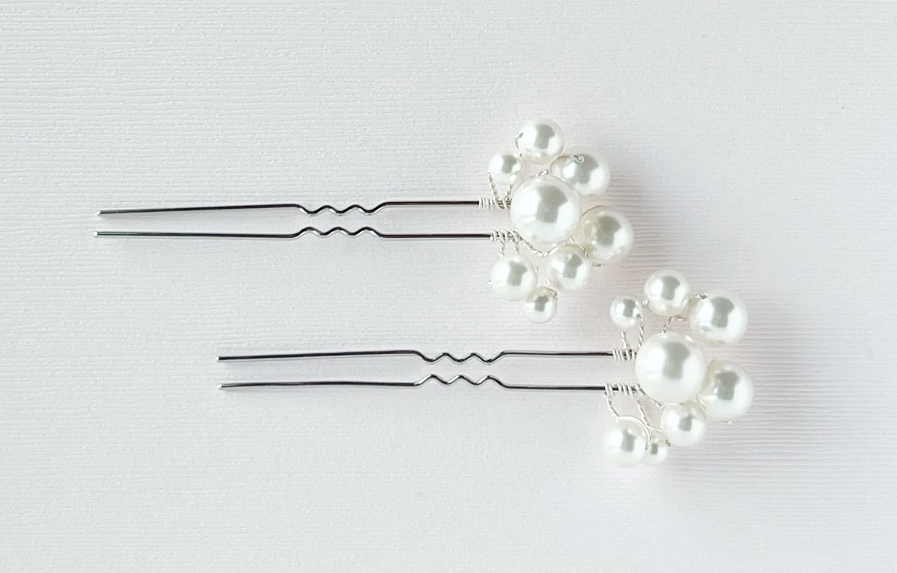 Jade Crystal Pearl Hair Pins