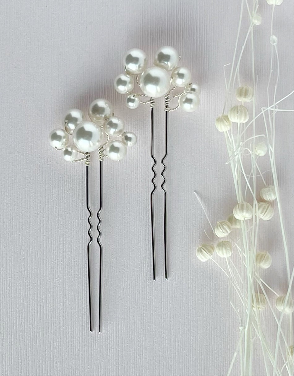 Jade Crystal Pearl Hair Pins